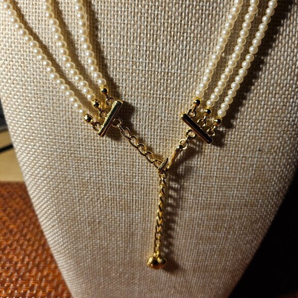 Carolee Faux Pearl 3 Strand Necklace - Vintage - Picture 3 of 5